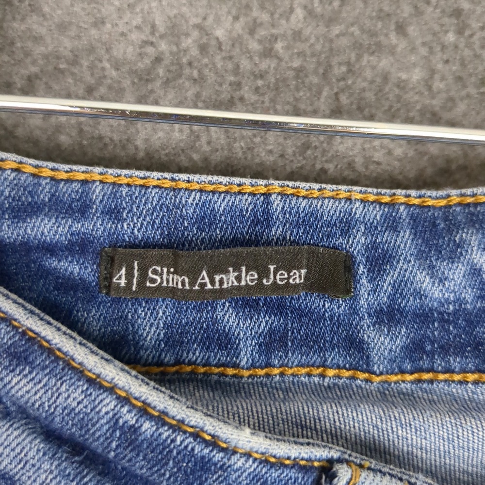 Talbots Slim Ankle Jean Womens 4 Blue Medium Wash Frayed Raw Hem Denim Mid Rise - Picture 10 of 15